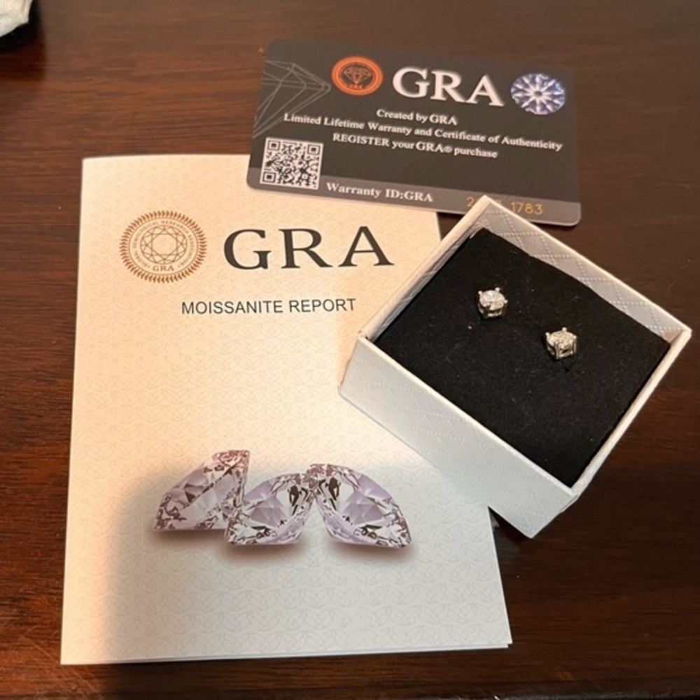 Moissanite .925 Silver Solitaire Stud Earrings